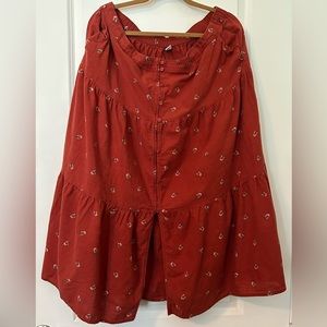 Floral Print Tiered Button Front Maxi Skirt